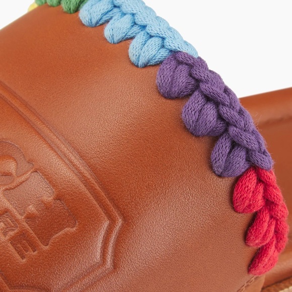 COACH Pride Leather Crochet-Trimmed Slides - Picture 7 of 7